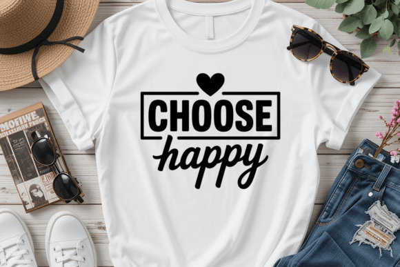 Choose Happy Quote PNG SVG for Graphics and T-Shirt Designs