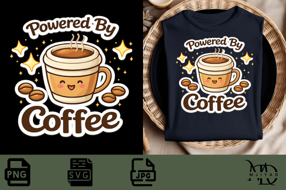 P Powered by Coffee ☕ Funny Quote PNG SVG Graphics & T-Shirt Designs